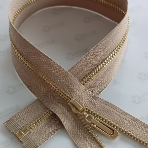 Металлическая молния Тип 3 темно-бежевый  , звено GOLD , 65см. 1б.